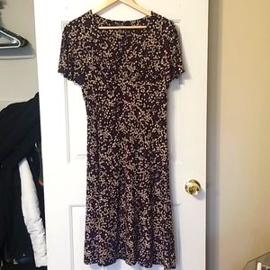 Chaps Purple/Tan/Black Knee Length A-Line Dress